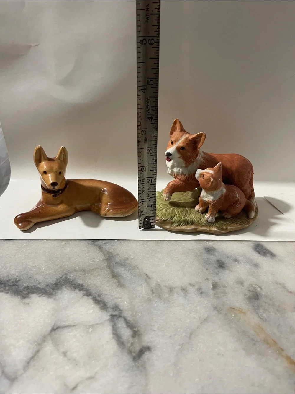 Vintage Lot Handmade & Painted Corgi Dogs Figurine & German Sherperd Ceramics